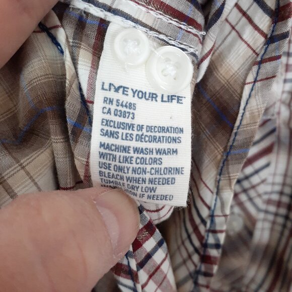 American Eagle Mens Pearl Snap Shirt  M Vintage Fit Brown Plaid Cotton 838 - Picture 5 of 5